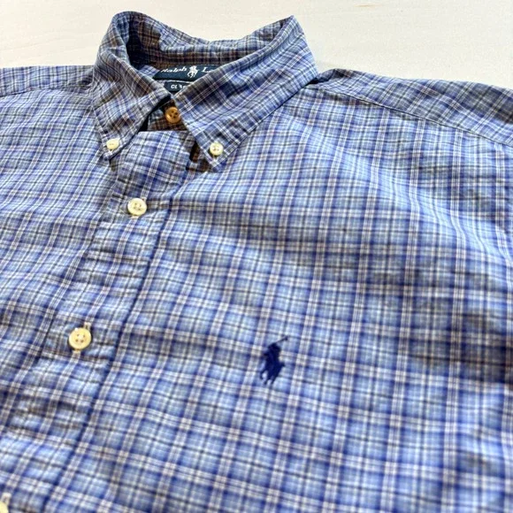Polo Ralph Lauren Mens S Blue Plaid Short Sleeve Button Down Classic Fit Shirt - Picture 1 of 9